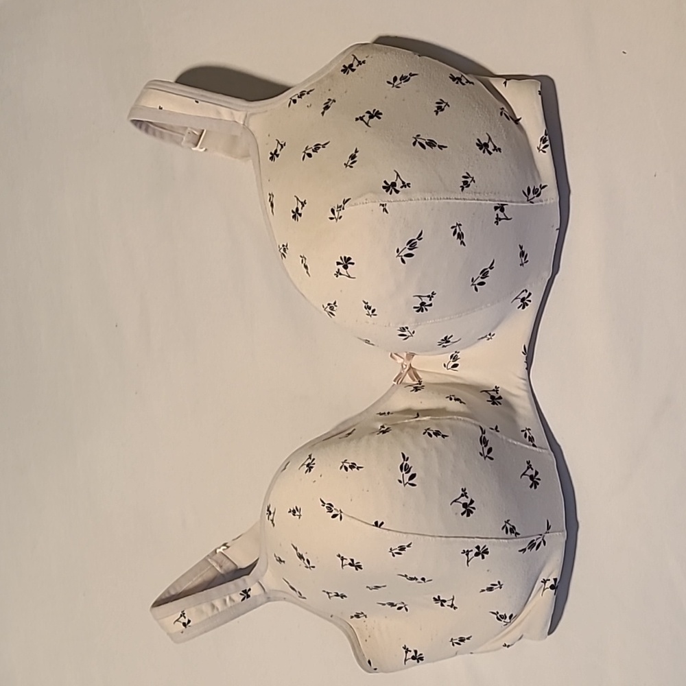 Off White bra with black floral print